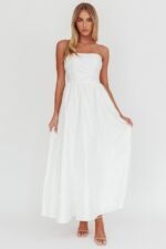 Anushka Strapless Empire Maxi Dress Jacquard White - Image 6