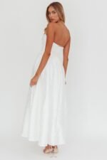 Anushka Strapless Empire Maxi Dress Jacquard White - Image 3