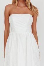 Anushka Strapless Empire Maxi Dress Jacquard White - Image 4