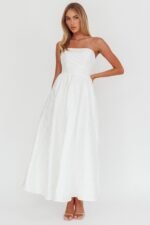 Anushka Strapless Empire Maxi Dress Jacquard White - Image 7