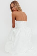Anushka Strapless Empire Maxi Dress Jacquard White - Image 2