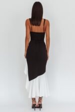 Delighted Asymmetric Hem Maxi Dress Contrast Black - Image 2