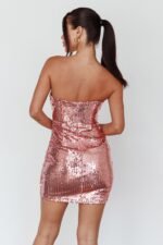 Encore Strapless Sequin Mini Dress Pink - Image 2