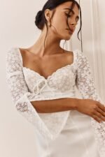 Ti Amo Lace Bust Long Sleeve Mini Dress White - Image 5