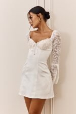Ti Amo Lace Bust Long Sleeve Mini Dress White - Image 7