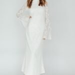 Kalia Long Sleeve Lace Midi Dress Cream