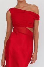 In Blooms Mesh Bodice Maxi Dress Wine - Image 4