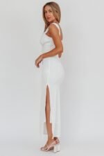 In My Feels Textured Maxi Dress White - Image 2