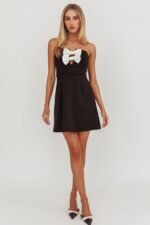 All For You Bow Strapless Mini Dress Black - Image 4
