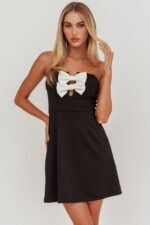 All For You Bow Strapless Mini Dress Black - Image 6