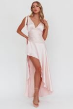 Aquila Tied Shoulder High-Low Hem Dress Blush - Image 5