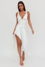 Aquila Tied Shoulder High-Low Hem Dress Oyster - Image 4