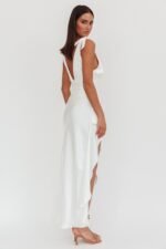 Aquila Tied Shoulder High-Low Hem Dress Oyster - Image 2