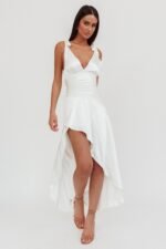 Aquila Tied Shoulder High-Low Hem Dress Oyster - Image 5