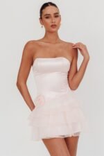 Bless Strapless Organza Ruffle Mini Dress Blush - Image 6