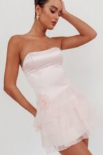 Bless Strapless Organza Ruffle Mini Dress Blush - Image 8