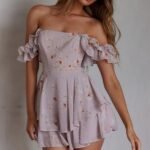 Verona Off-Shoulder Romper Floral Print Pink