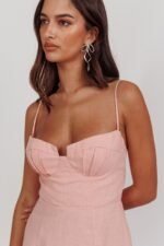 Devoted Structured Detail Bust Cami Strap Dress Pink - Image 2