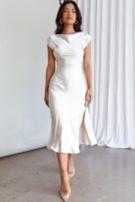 Lucinda Twist Back Midi Dress Champagne - Image 4