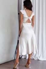 Lucinda Twist Back Midi Dress Champagne - Image 3