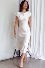 Lucinda Twist Back Midi Dress Champagne - Image 8