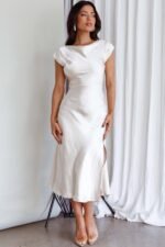 Lucinda Twist Back Midi Dress Champagne - Image 9