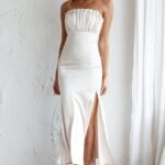 Tivoli Strapless Gathered Bust Midi Dress Champagne
