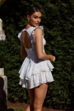 Aylina Scalloped Lace Romper Floral Yellow - Image 2