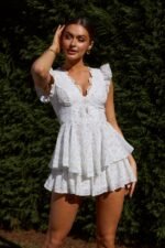 Aylina Scalloped Lace Romper Floral Yellow - Image 7