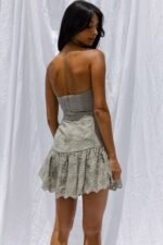 Celeene Sweetheart Neckline Flounce Hem Eyelet Mini Dress Pistachio - Image 2