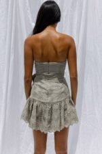 Celeene Sweetheart Neckline Flounce Hem Eyelet Mini Dress Pistachio - Image 5