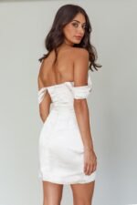 Night To Remember Off-Shoulder Satin Dress Champagne - Image 2
