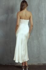 Yvette Wrap Neckline Midi Dress Oyster - Image 2