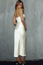 Yvette Wrap Neckline Midi Dress Oyster - Image 10