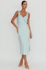 Alba Frill Trim Midi Dress Baby Blue - Image 5