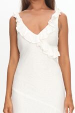 Alba Frill Trim Midi Dress White - Image 5
