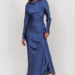 Loveland Cowl Back Midi Dress Navy