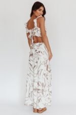 Second Chances Ruffle Trim Maxi Dress Mocha - Image 3