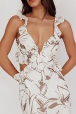 Second Chances Ruffle Trim Maxi Dress Mocha - Image 10