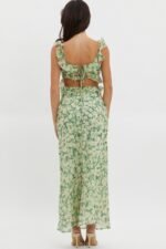 Second Chances Ruffle Trim Maxi Dress Flowers Green - Image 2