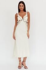 Second Chances Ruffle Trim Maxi Dress Contrast Cream - Image 4