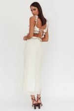 Second Chances Ruffle Trim Maxi Dress Contrast Cream - Image 2