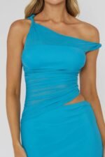 Lorely Ruched Bodice Twist Strap Midi Dress Ocean - Image 4