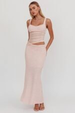 Lorely Mesh Waist Maxi Dress Baby Pink - Image 6