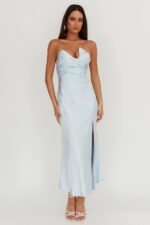 Blaise Asymmetric Neckline Maxi Dress Blue - Image 5