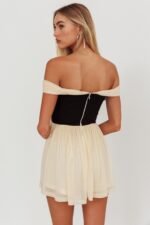Perfect Worlds Off-Shoulder Romper Ivory/Black - Image 3