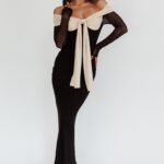 Perfect Worlds Off Shoulder Maxi Dress Black