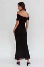 Aqaba Off-Shoulder Mesh Maxi Dress Black - Image 2