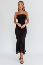 By Chance One Strap Ruched Maxi Dress Black - Image 3