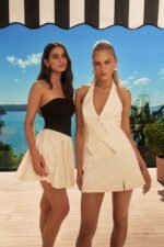 Marzipan Strapless Contrast Mini Dress Black Cream - Image 7